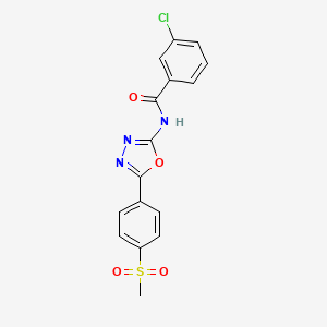 molecular formula C16H12ClN3O4S B2577939 3-氯-N-[5-(4-甲基磺酰苯基)-1,3,4-恶二唑-2-基]苯甲酰胺 CAS No. 886909-58-6