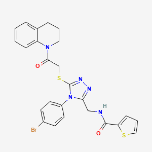 molecular formula C25H22BrN5O2S2 B2577942 N-[[4-(4-bromophenyl)-5-[2-(3,4-dihydro-2H-quinolin-1-yl)-2-oxoethyl]sulfanyl-1,2,4-triazol-3-yl]methyl]thiophene-2-carboxamide CAS No. 394215-36-2
