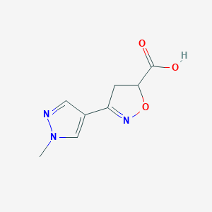 molecular formula C8H9N3O3 B2577943 3-(1-甲基-1H-吡唑-4-基)-4,5-二氢异恶唑-5-羧酸 CAS No. 957503-54-7