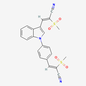 molecular formula C22H17N3O4S2 B2577945 (Z)-2-(methylsulfonyl)-3-(4-{3-[(Z)-2-(methylsulfonyl)-3-nitrilo-1-propenyl]-1H-indol-1-yl}phenyl)-2-propenenitrile CAS No. 692287-45-9