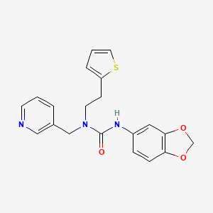 molecular formula C20H19N3O3S B2577948 3-(苯并[d][1,3]二氧杂环-5-基)-1-(吡啶-3-基甲基)-1-(2-(噻吩-2-基)乙基)脲 CAS No. 1396853-12-5