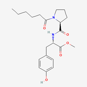 molecular formula C21H30N2O5 B2577949 Methyl (2S)-2-[[(2S)-1-hexanoylpyrrolidine-2-carbonyl]amino]-3-(4-hydroxyphenyl)propanoate CAS No. 200954-39-8
