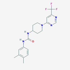 molecular formula C19H22F3N5O B2577984 1-(3,4-二甲苯基)-3-(1-(6-(三氟甲基)嘧啶-4-基)哌啶-4-基)脲 CAS No. 2034348-36-0