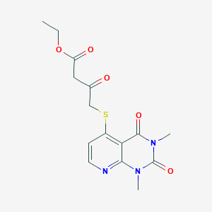 molecular formula C15H17N3O5S B2578008 4-(1,3-二甲基-2,4-二氧代吡啶并[2,3-d]嘧啶-5-基)硫烷基-3-氧代丁酸乙酯 CAS No. 899732-53-7