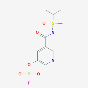 molecular formula C10H13FN2O5S2 B2578009 3-Fluorosulfonyloxy-5-[(methyl-oxo-propan-2-yl-lambda6-sulfanylidene)carbamoyl]pyridine CAS No. 2418650-01-6