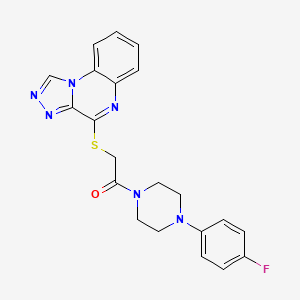 molecular formula C21H19FN6OS B2578013 2-([1,2,4]三唑并[4,3-a]喹喔啉-4-硫基)-1-(4-(4-氟苯基)哌嗪-1-基)乙酮 CAS No. 1358741-54-4