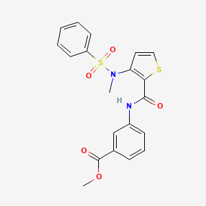 molecular formula C20H18N2O5S2 B2578017 methyl 3-(3-(N-methylphenylsulfonamido)thiophene-2-carboxamido)benzoate CAS No. 1116017-49-2
