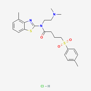 molecular formula C23H30ClN3O3S2 B2578018 N-(2-(dimethylamino)ethyl)-N-(4-methylbenzo[d]thiazol-2-yl)-4-tosylbutanamide hydrochloride CAS No. 1217081-65-6