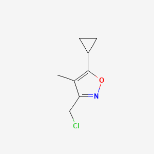 molecular formula C8H10ClNO B2578020 3-(Chloromethyl)-5-cyclopropyl-4-methyl-1,2-oxazole CAS No. 1526674-63-4