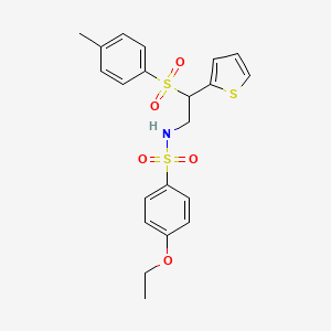 molecular formula C21H23NO5S3 B2578026 4-ethoxy-N-(2-(thiophen-2-yl)-2-tosylethyl)benzenesulfonamide CAS No. 896344-63-1