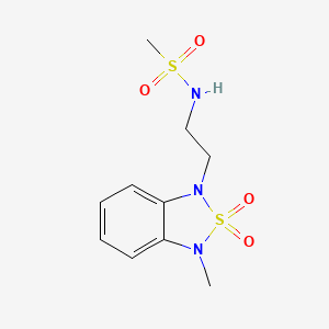 molecular formula C10H15N3O4S2 B2578030 N-(2-(3-甲基-2,2-二氧化苯并[c][1,2,5]噻二唑-1(3H)-基)乙基)甲磺酰胺 CAS No. 2034592-34-0