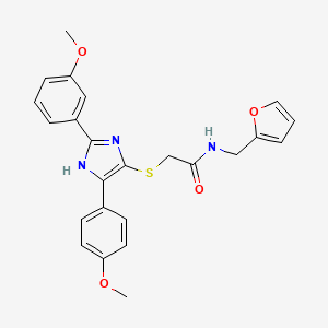 molecular formula C24H23N3O4S B2578037 N-(2-呋喃基甲基)-2-{[2-(3-甲氧苯基)-5-(4-甲氧苯基)-1H-咪唑-4-基]硫代}乙酰胺 CAS No. 901257-75-8