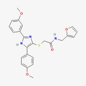 molecular formula C24H23N3O4S B2578037 N-[(furan-2-yl)methyl]-2-{[2-(3-methoxyphenyl)-5-(4-methoxyphenyl)-1H-imidazol-4-yl]sulfanyl}acetamide CAS No. 901257-75-8