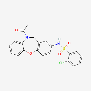 molecular formula C21H17ClN2O4S B2578050 N-(10-acetyl-10,11-dihydrodibenzo[b,f][1,4]oxazepin-2-yl)-2-chlorobenzenesulfonamide CAS No. 866157-27-9