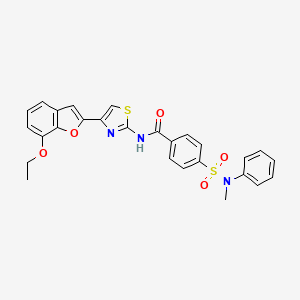 molecular formula C27H23N3O5S2 B2578052 N-(4-(7-ethoxybenzofuran-2-yl)thiazol-2-yl)-4-(N-methyl-N-phenylsulfamoyl)benzamide CAS No. 921570-73-2