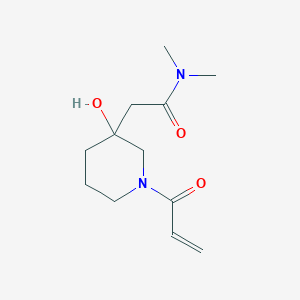 molecular formula C12H20N2O3 B2578065 2-(3-Hydroxy-1-prop-2-enoylpiperidin-3-yl)-N,N-dimethylacetamide CAS No. 2305452-47-3