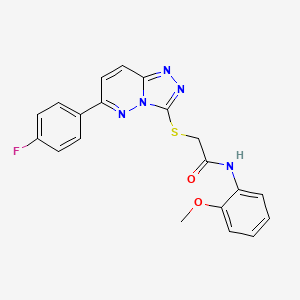 molecular formula C20H16FN5O2S B2578068 2-[[6-(4-fluorophenyl)-[1,2,4]triazolo[4,3-b]pyridazin-3-yl]sulfanyl]-N-(2-methoxyphenyl)acetamide CAS No. 894056-85-0