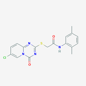 molecular formula C17H15ClN4O2S B2578069 2-(7-chloro-4-oxopyrido[1,2-a][1,3,5]triazin-2-yl)sulfanyl-N-(2,5-dimethylphenyl)acetamide CAS No. 896324-46-2