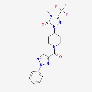 molecular formula C18H18F3N7O2 B2578071 4-methyl-1-(1-(2-phenyl-2H-1,2,3-triazole-4-carbonyl)piperidin-4-yl)-3-(trifluoromethyl)-1H-1,2,4-triazol-5(4H)-one CAS No. 2034328-64-6