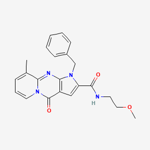 molecular formula C22H22N4O3 B2578072 1-苄基-N-(2-甲氧基乙基)-9-甲基-4-氧代-1,4-二氢吡啶并[1,2-a]吡咯并[2,3-d]嘧啶-2-甲酰胺 CAS No. 900288-47-3