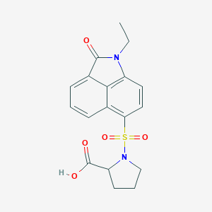 molecular formula C18H18N2O5S B257808 1-[(1-Ethyl-2-oxo-1,2-dihydrobenzo[cd]indol-6-yl)sulfonyl]proline 