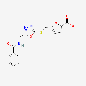 molecular formula C17H15N3O5S B2578081 5-[[5-(苯甲酰胺甲基)-1,3,4-恶二唑-2-基]硫代甲基]呋喃-2-羧酸甲酯 CAS No. 921106-60-7