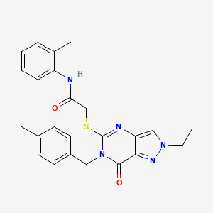 molecular formula C24H25N5O2S B2578090 2-((2-ethyl-6-(4-methylbenzyl)-7-oxo-6,7-dihydro-2H-pyrazolo[4,3-d]pyrimidin-5-yl)thio)-N-(o-tolyl)acetamide CAS No. 932284-44-1