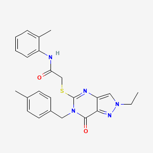 molecular formula C24H25N5O2S B2578090 2-((2-乙基-6-(4-甲基苄基)-7-氧代-6,7-二氢-2H-吡唑并[4,3-d]嘧啶-5-基)硫代)-N-(邻甲苯基)乙酰胺 CAS No. 932284-44-1