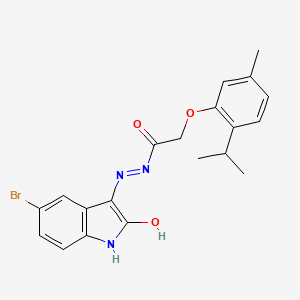 molecular formula C20H20BrN3O3 B2578095 (E)-N'-(5-溴-2-氧代吲哚啉-3-亚甲基)-2-(2-异丙基-5-甲基苯氧基)乙酰肼 CAS No. 326025-55-2