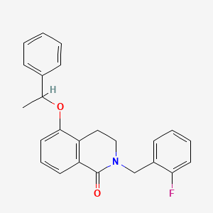 molecular formula C24H22FNO2 B2578103 2-(2-fluorobenzyl)-5-(1-phenylethoxy)-3,4-dihydroisoquinolin-1(2H)-one CAS No. 850906-93-3