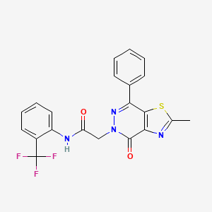 molecular formula C21H15F3N4O2S B2578106 2-(2-methyl-4-oxo-7-phenylthiazolo[4,5-d]pyridazin-5(4H)-yl)-N-(2-(trifluoromethyl)phenyl)acetamide CAS No. 941897-29-6