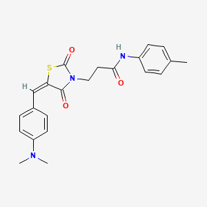 molecular formula C22H23N3O3S B2578107 (E)-3-(5-(4-(dimethylamino)benzylidene)-2,4-dioxothiazolidin-3-yl)-N-(p-tolyl)propanamide CAS No. 620099-84-5