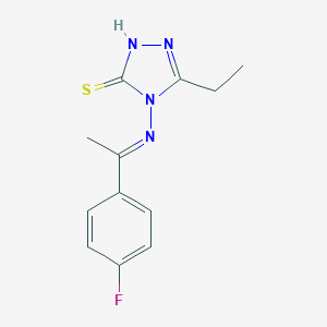 molecular formula C12H13FN4S B257811 5-ethyl-4-{[1-(4-fluorophenyl)ethylidene]amino}-4H-1,2,4-triazole-3-thiol 