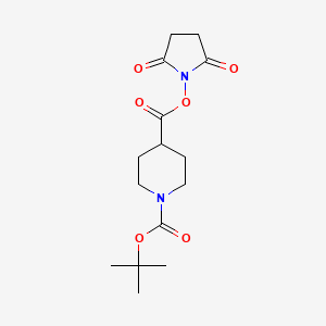 molecular formula C15H22N2O6 B2578111 Succinimido 1-t-butoxycarbonylpiperidine-4-carboxylate CAS No. 84358-15-6