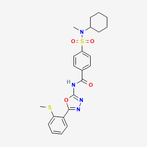 molecular formula C23H26N4O4S2 B2578120 4-(N-环己基-N-甲基磺酰氨基)-N-(5-(2-(甲硫基)苯基)-1,3,4-恶二唑-2-基)苯甲酰胺 CAS No. 941959-43-9