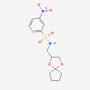 molecular formula C14H18N2O6S B2578135 N-(1,4-dioxaspiro[4.4]nonan-2-ylmethyl)-3-nitrobenzenesulfonamide CAS No. 941996-03-8