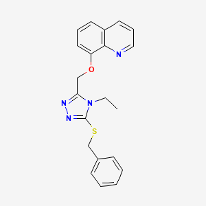molecular formula C21H20N4OS B2578139 8-[(5-Benzylsulfanyl-4-ethyl-1,2,4-triazol-3-yl)methoxy]quinoline CAS No. 620572-36-3