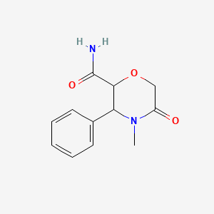 molecular formula C12H14N2O3 B2578142 4-Methyl-5-oxo-3-phenylmorpholine-2-carboxamide CAS No. 1803605-76-6