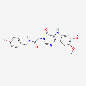 molecular formula C21H19FN4O4 B2578152 2-(7,8-dimethoxy-4-oxo-4,5-dihydro-3H-pyrimido[5,4-b]indol-3-yl)-N-(4-fluorobenzyl)acetamide CAS No. 1185053-79-5