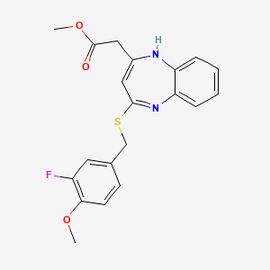 molecular formula C20H19FN2O3S B2578164 methyl {4-[(3-fluoro-4-methoxybenzyl)thio]-1H-1,5-benzodiazepin-2-yl}acetate CAS No. 1216951-74-4