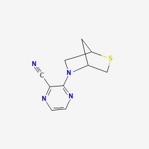 molecular formula C10H10N4S B2578165 3-{2-噻-5-氮杂双环[2.2.1]庚烷-5-基}吡嗪-2-腈 CAS No. 2002082-87-1