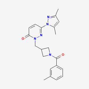 molecular formula C21H23N5O2 B2578166 6-(3,5-dimethyl-1H-pyrazol-1-yl)-2-{[1-(3-methylbenzoyl)azetidin-3-yl]methyl}-2,3-dihydropyridazin-3-one CAS No. 2310142-53-9