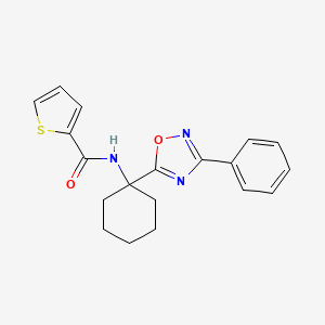 molecular formula C19H19N3O2S B2578168 N-[1-(3-phenyl-1,2,4-oxadiazol-5-yl)cyclohexyl]thiophene-2-carboxamide CAS No. 1396633-81-0