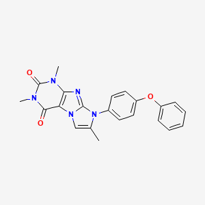molecular formula C22H19N5O3 B2578174 1,3,7-trimethyl-8-(4-phenoxyphenyl)-1H-imidazo[2,1-f]purine-2,4(3H,8H)-dione CAS No. 877644-21-8