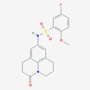 molecular formula C19H19FN2O4S B2578192 5-fluoro-2-methoxy-N-(3-oxo-1,2,3,5,6,7-hexahydropyrido[3,2,1-ij]quinolin-9-yl)benzenesulfonamide CAS No. 898455-74-8