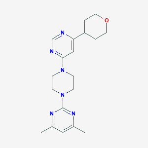 molecular formula C19H26N6O B2578196 4,6-Dimethyl-2-[4-[6-(oxan-4-yl)pyrimidin-4-yl]piperazin-1-yl]pyrimidine CAS No. 2415510-53-9