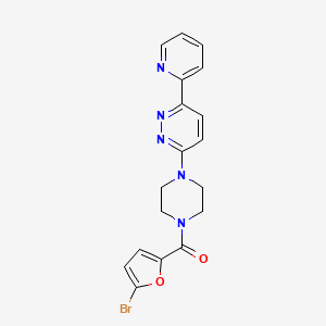 molecular formula C18H16BrN5O2 B2578201 (5-溴呋喃-2-基)(4-(6-(吡啶-2-基)嘧啶并[3,4-d]嘧啶-3-基)哌嗪-1-基)甲苯酮 CAS No. 1058214-27-9