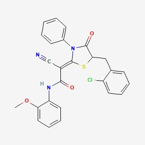 (Z)-2-(5-(2-chlorobenzyl)-4-oxo-3-phenylthiazolidin-2-ylidene)-2-cyano-N-(2-methoxyphenyl)acetamide