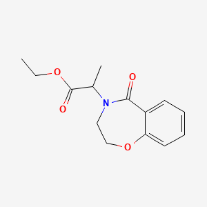 molecular formula C14H17NO4 B2578203 ethyl 2-[5-oxo-2,3-dihydro-1,4-benzoxazepin-4(5H)-yl]propanoate CAS No. 866156-33-4