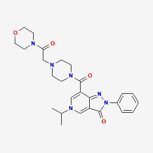 molecular formula C26H32N6O4 B2578206 5-isopropyl-7-(4-(2-morpholino-2-oxoethyl)piperazine-1-carbonyl)-2-phenyl-2H-pyrazolo[4,3-c]pyridin-3(5H)-one CAS No. 1040651-01-1